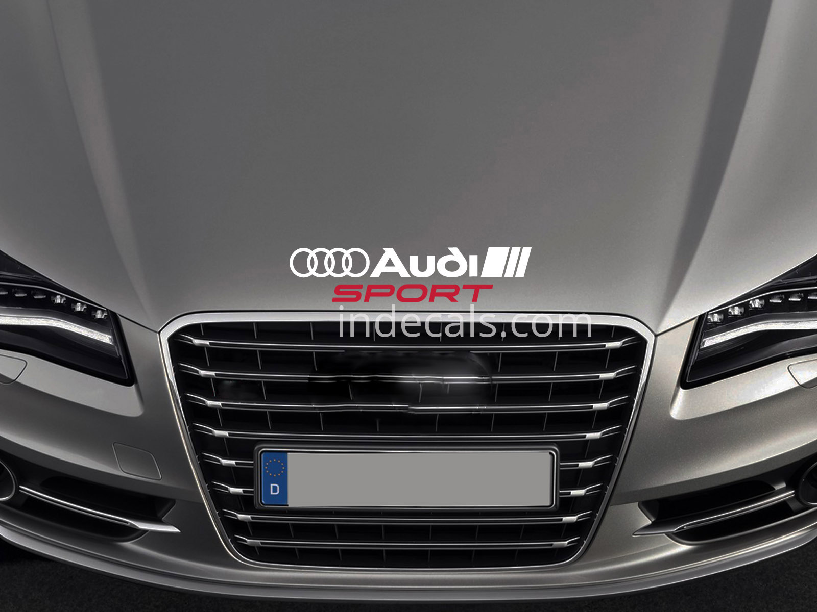 1 x Audi Sport Sticker for Bonnet - White & Red