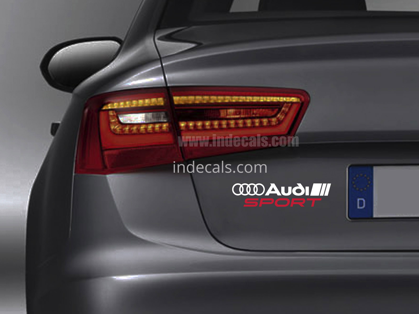 1 x Audi Sports Sticker for Trunk - White & Red
