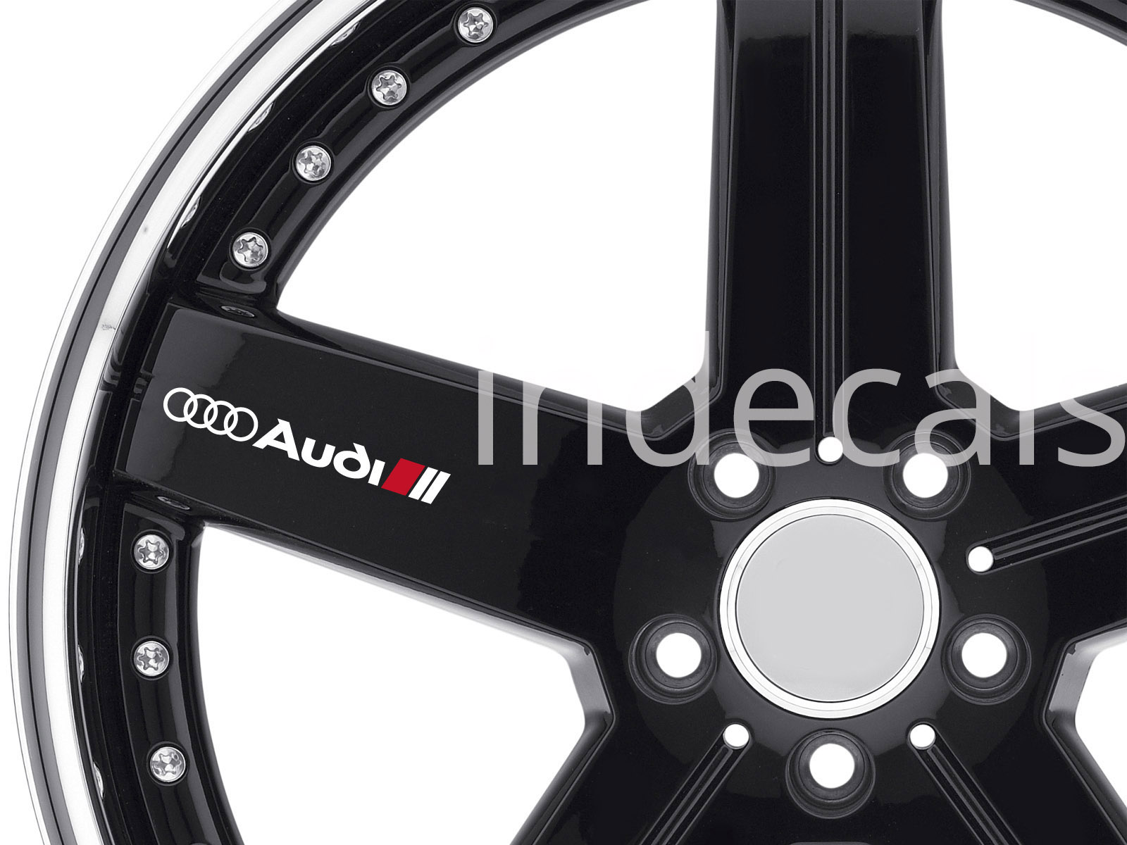 6 x Audi Stickers for Wheels - White