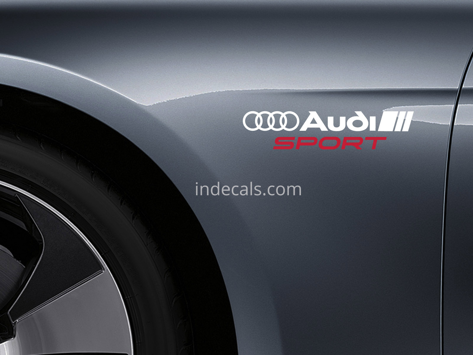 2 x Audi Sports Stickers for Wings - White & Red