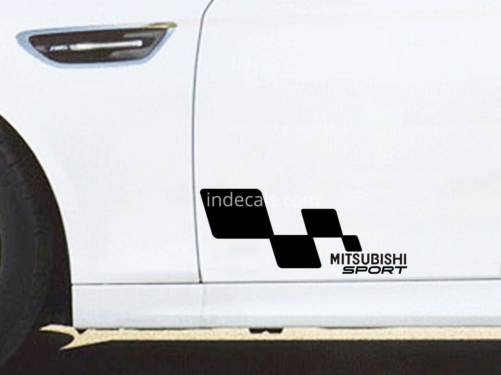 2 x Mitsubishi Racing Flag Stickers - Black