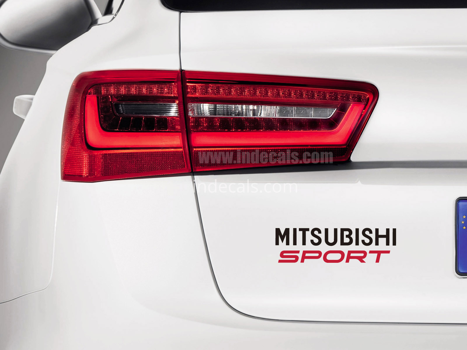 1 x Mitsubishi Sports Sticker for Trunk - Black & Red
