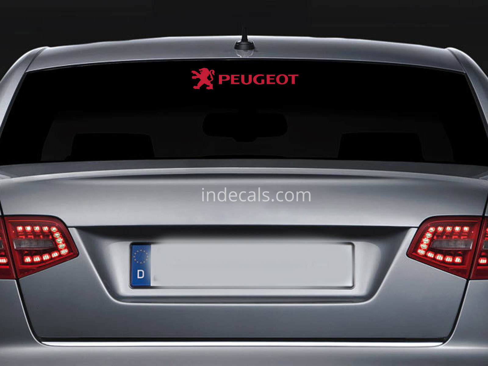1 x Peugeot Sticker for Windshield or Back Window - Red
