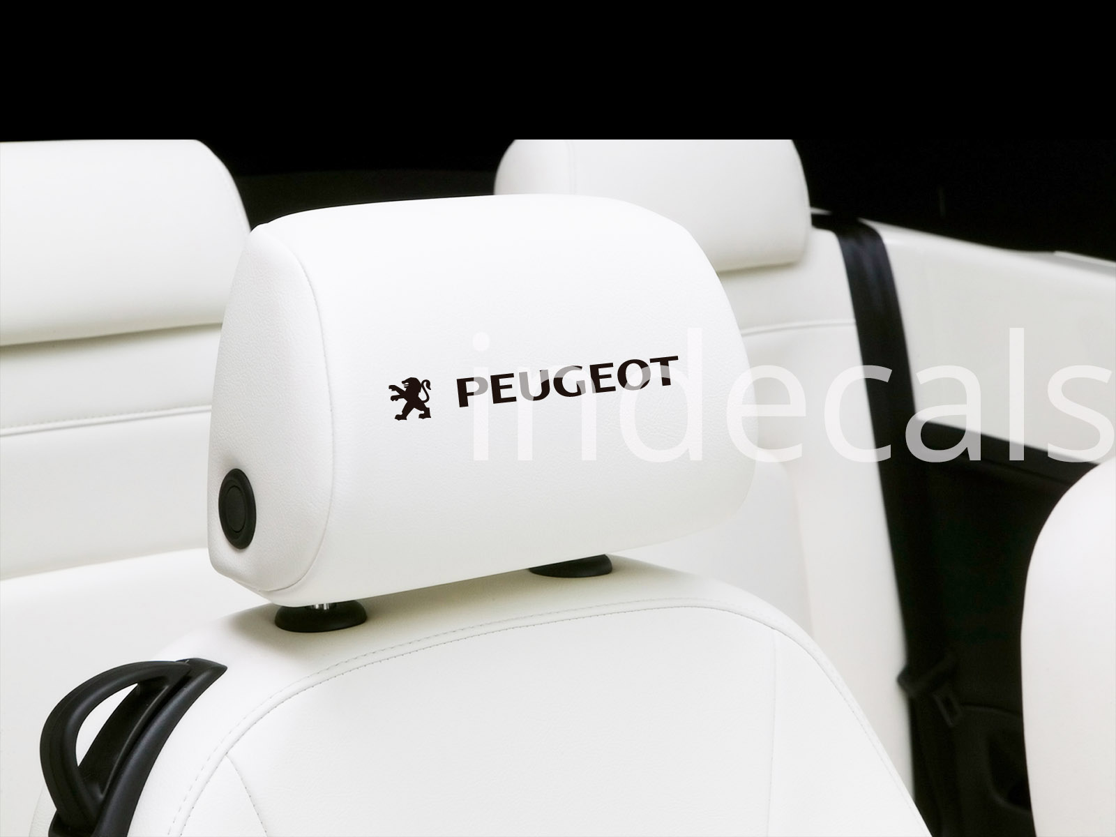 6 x Peugeot Stickers for Headrests - Black