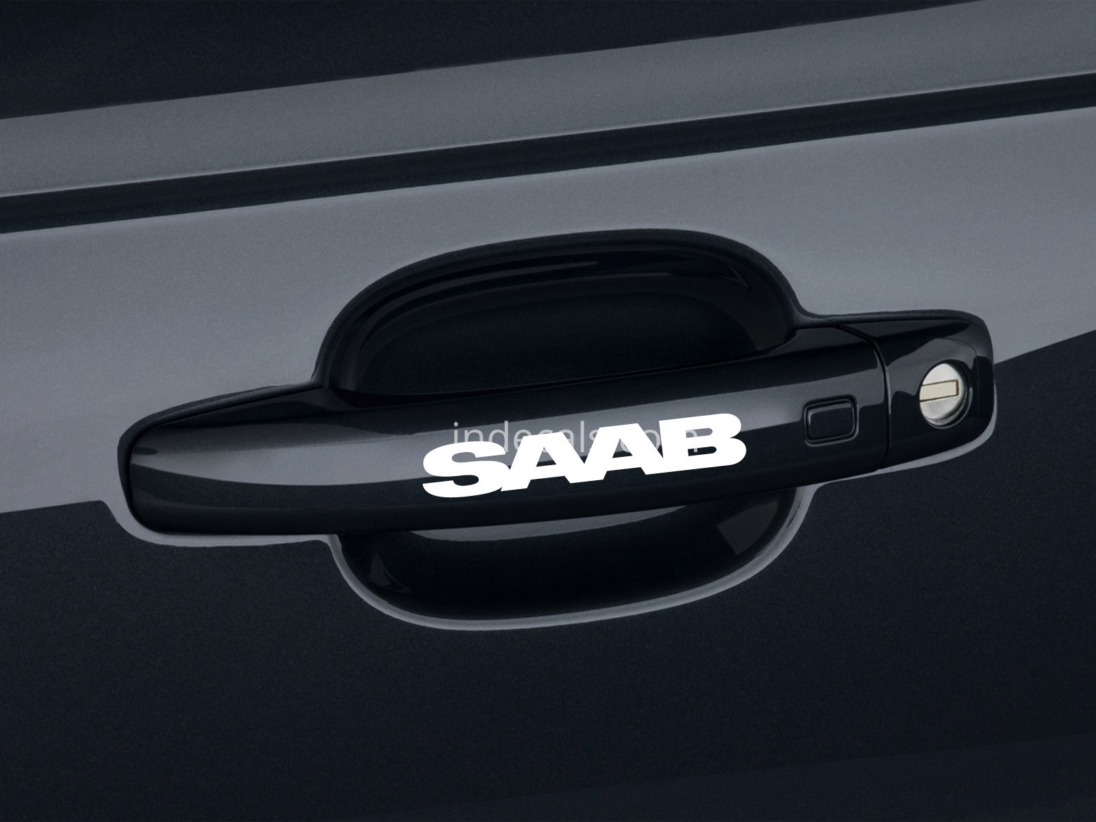 6 x Saab Stickers for Door Handles - White
