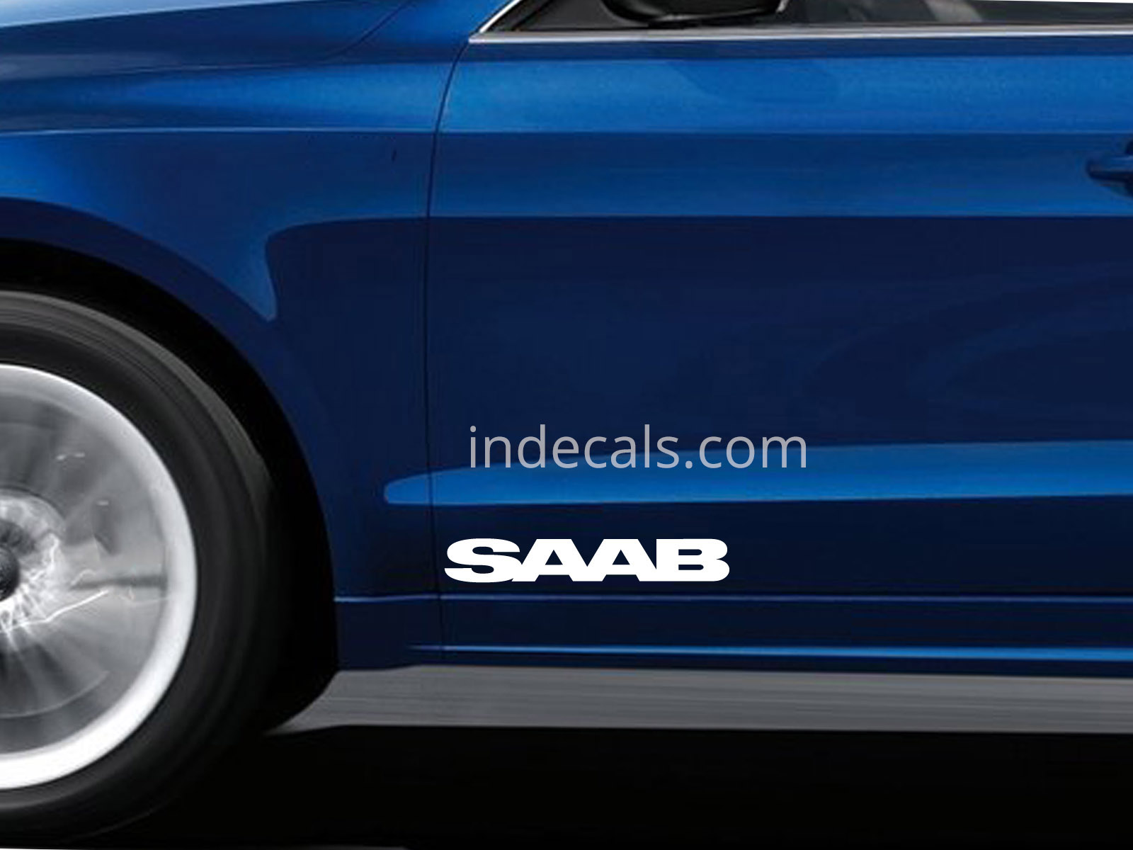 2 x Saab Stickers for Doors Large - White