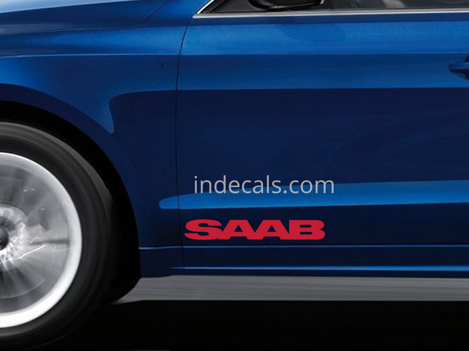 2 x Saab Stickers for Doors Large - Red