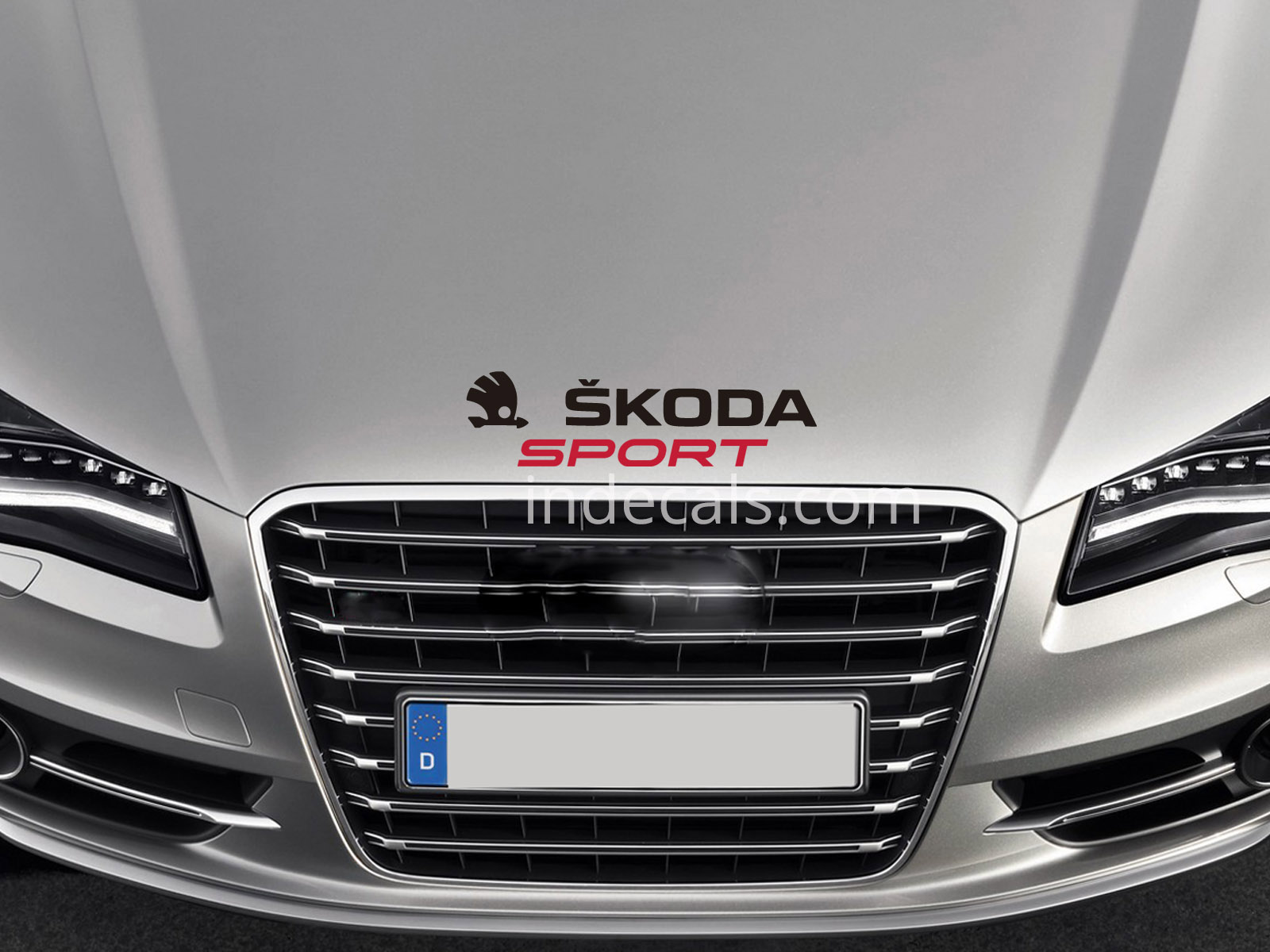 1 x Skoda Sport Sticker for Bonnet - Black & Red