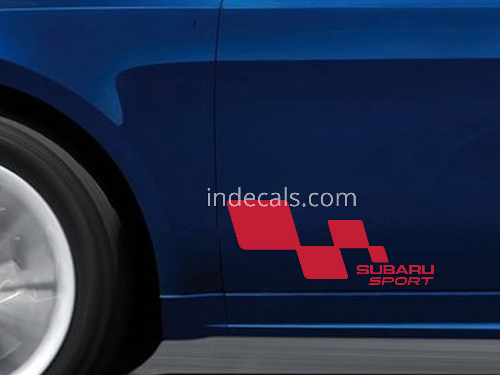 2 x Subaru Racing Flag Stickers - Red