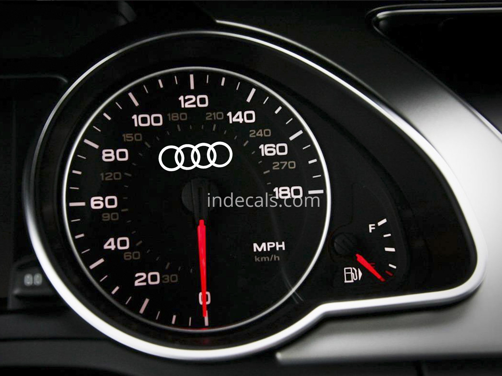 3 x Audi Rings Stickers for Speedometer - White