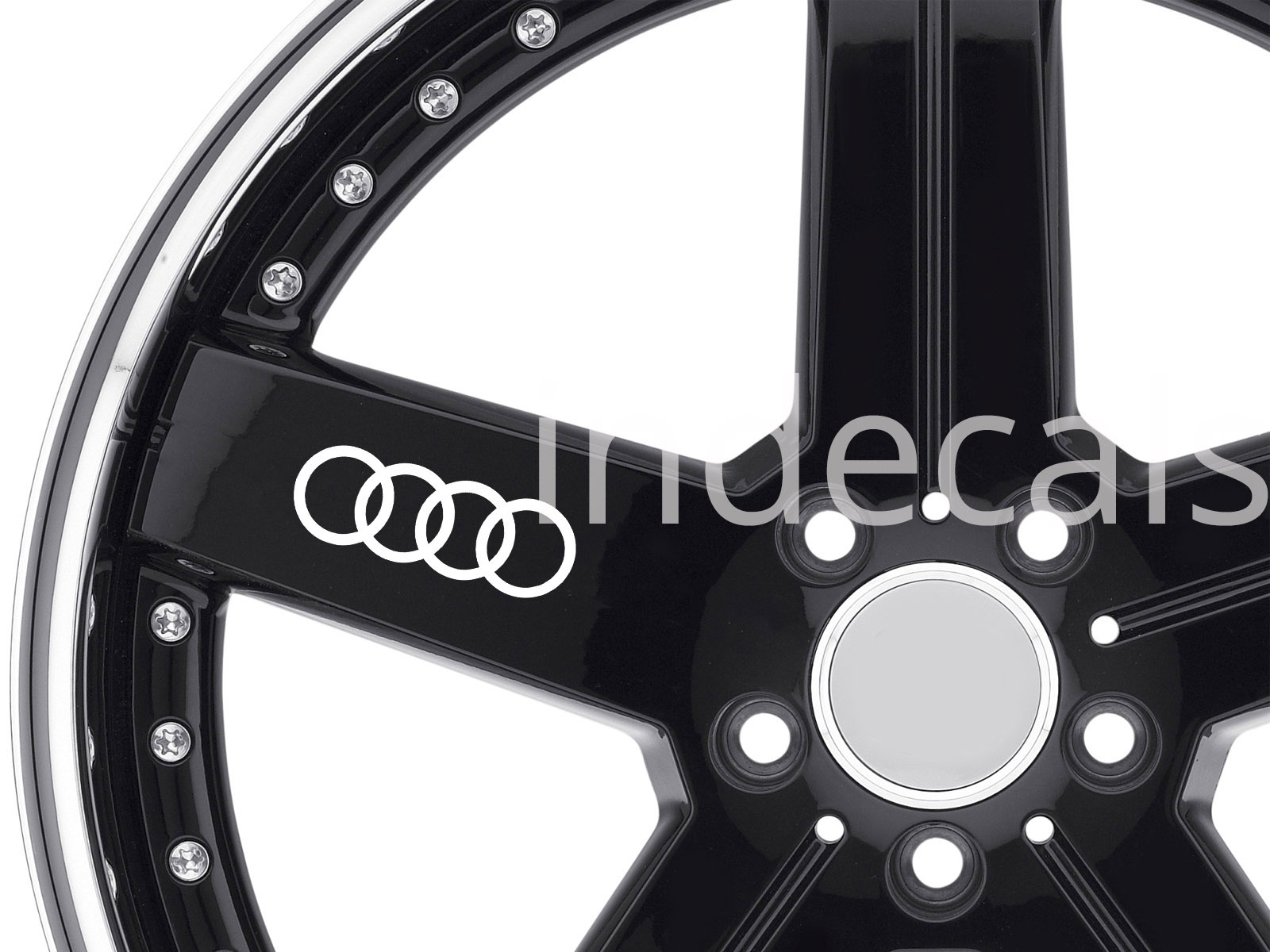 6 x Audi Rings Stickers for Wheels - White