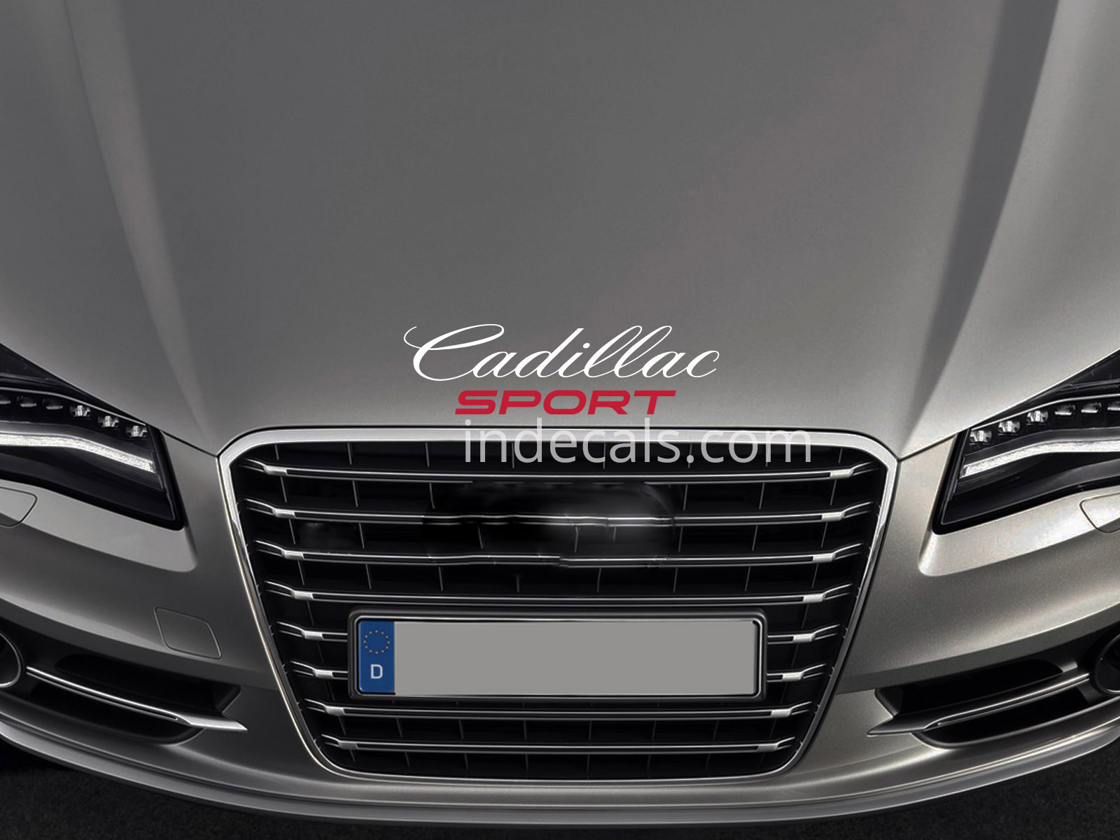 1 x Cadillac Sport Sticker for Bonnet - White & Red