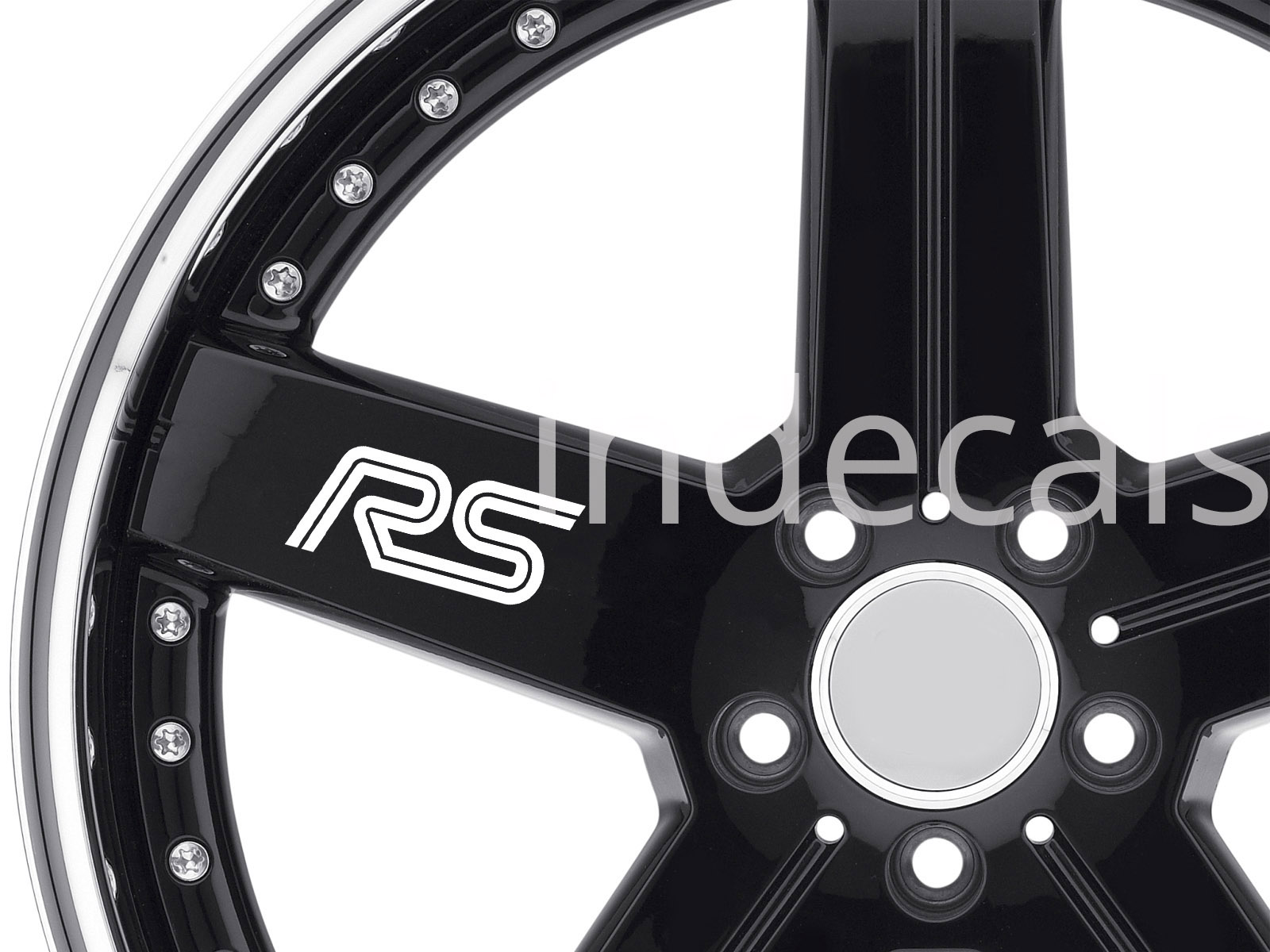 6 x Ford RS Stickers for Wheels - White