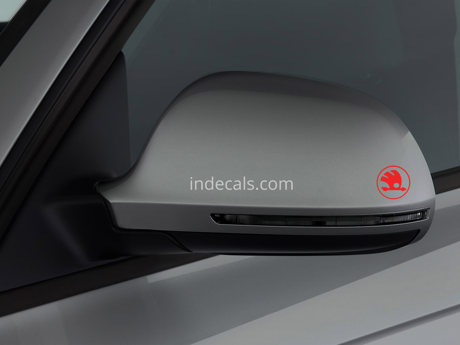 3 x Skoda Stickers for Mirror Cover - Red