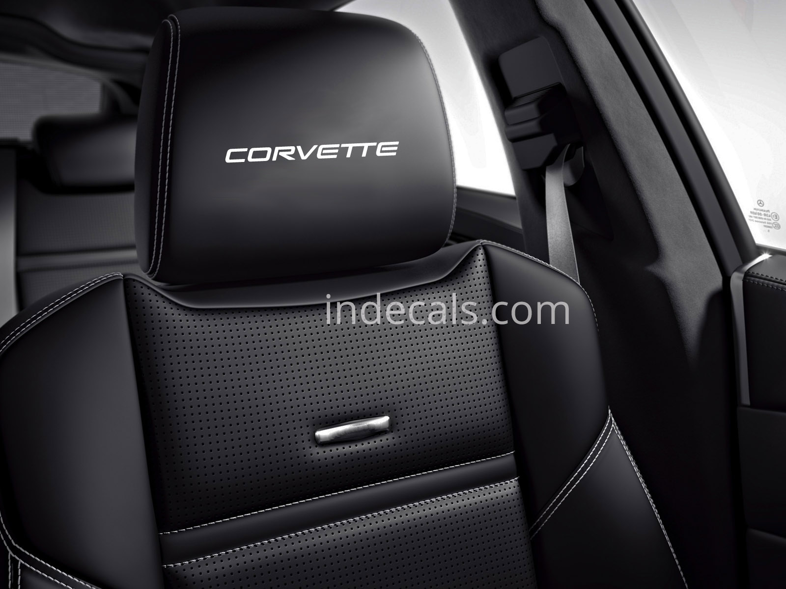 6 x Corvette Stickers for Headrests - White