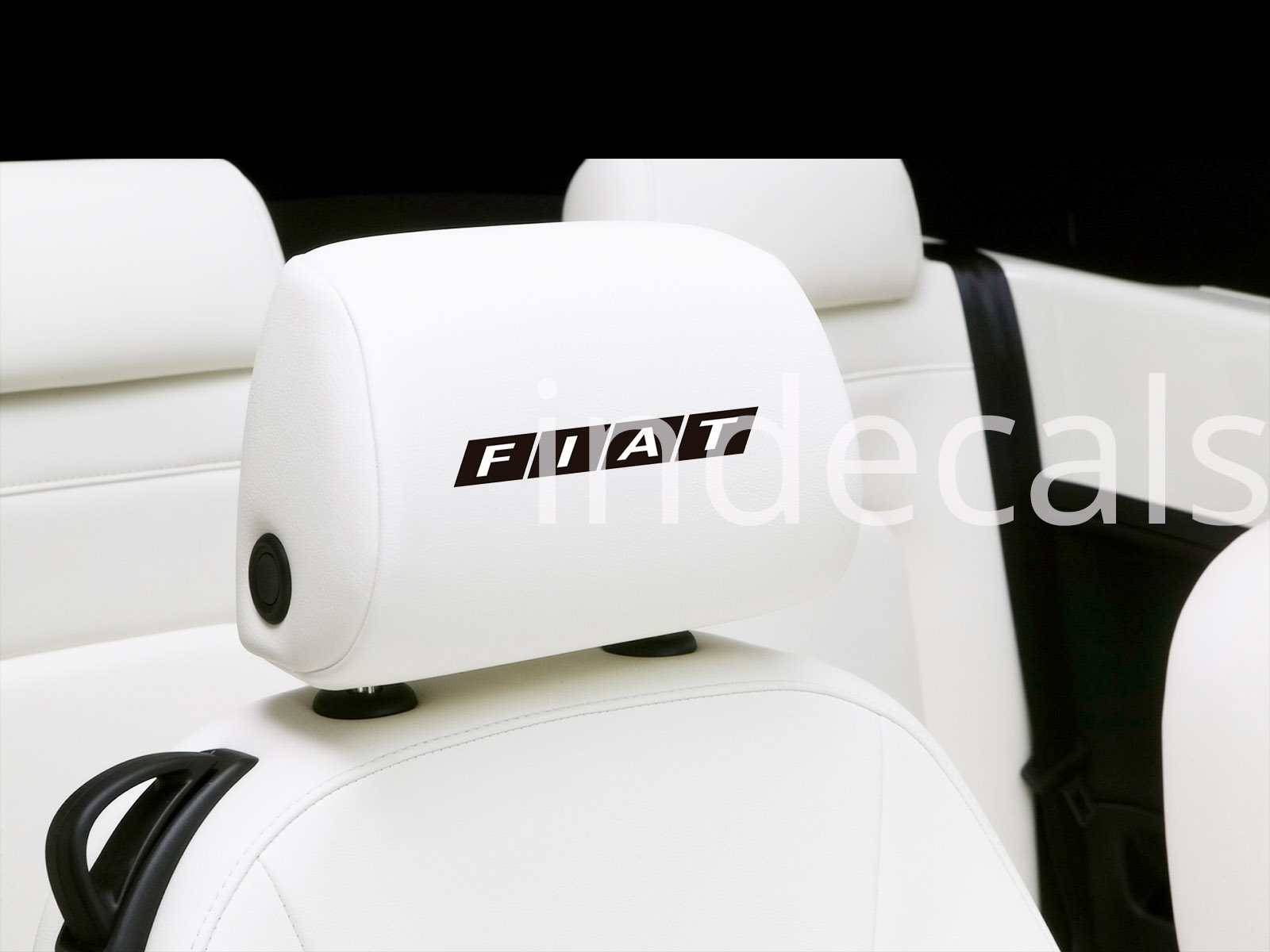 6 x Fiat Stickers for Headrests - Black