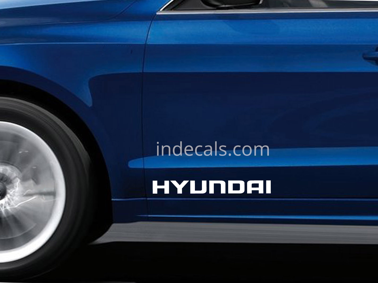 2 x Hyundai Stickers for Doors Large - White