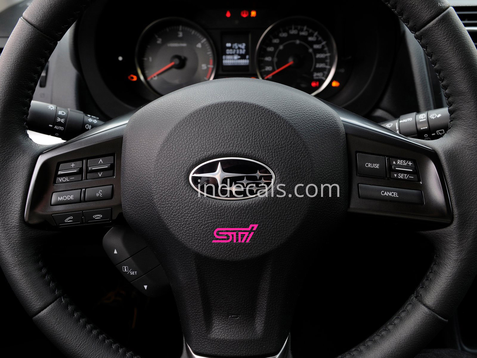 2 x Subaru STI stickers for Steering Wheel - Pink