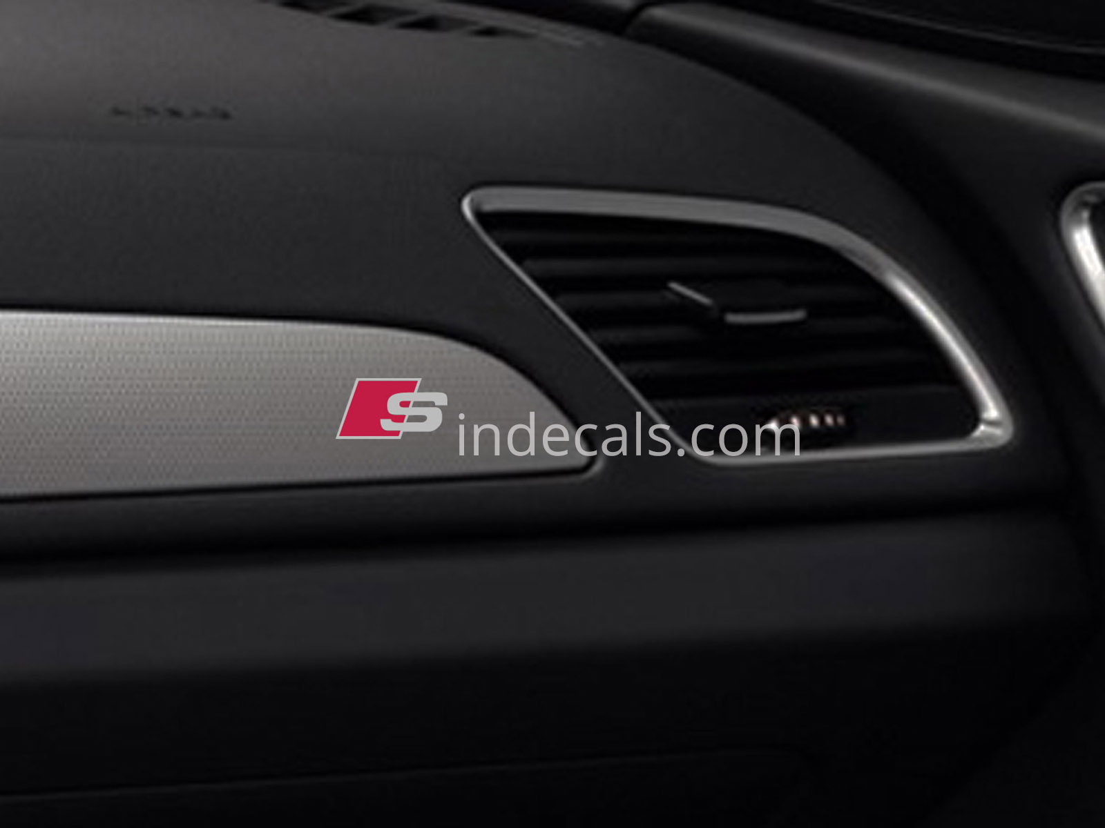 2 x Audi S-Line Stickers for Dash Trim - Silver + Red