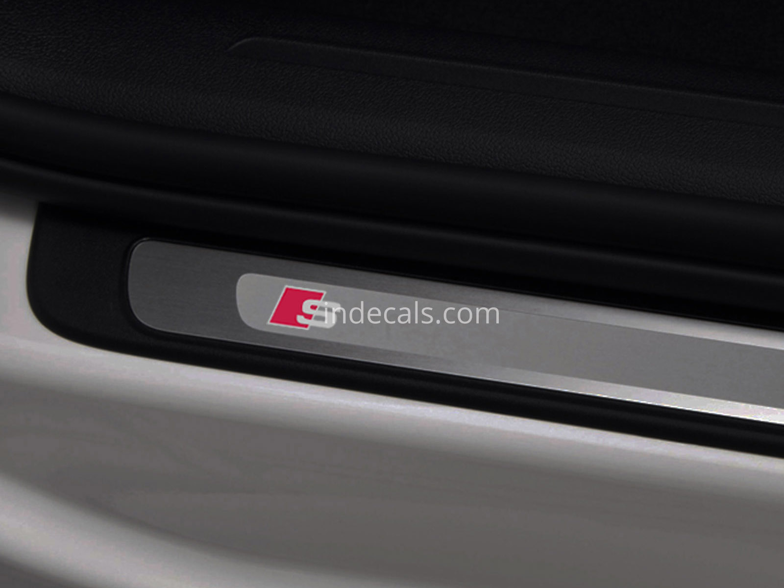 4 x Audi S-Line Stickers for Door Sills - Silver + Red