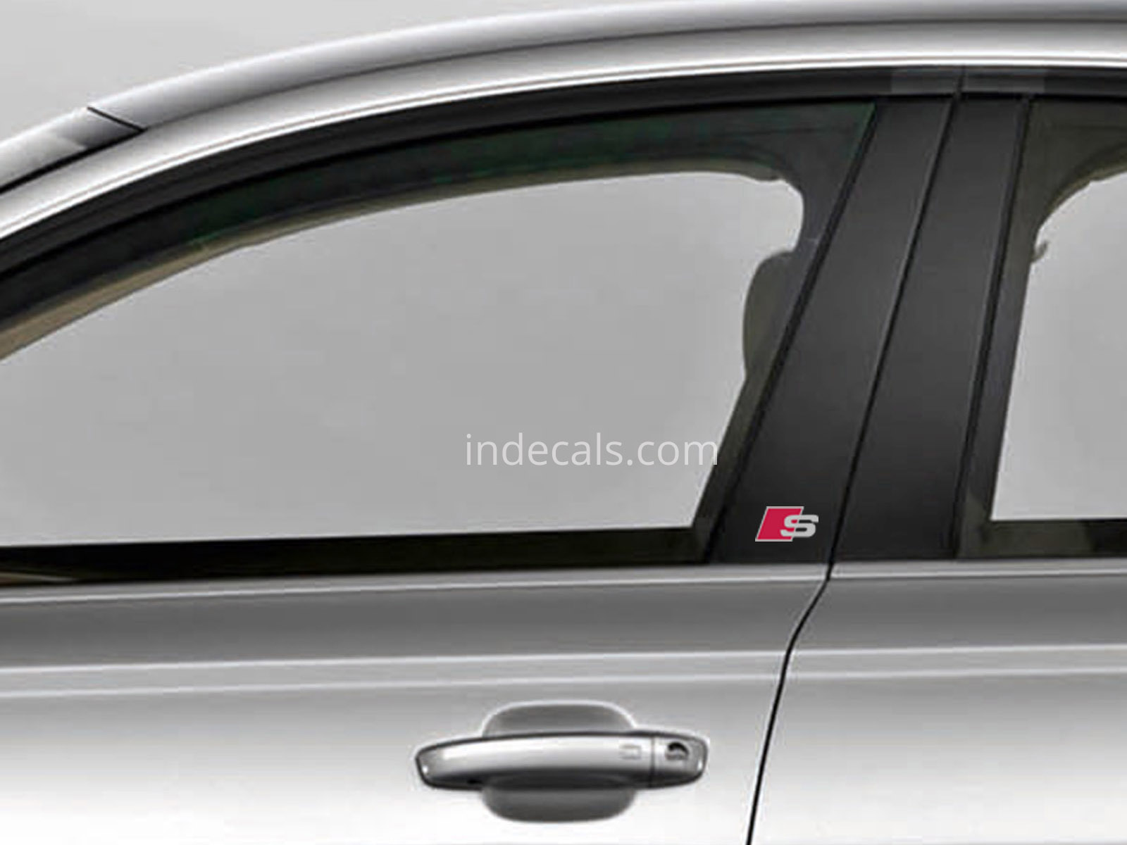 2 x Audi S-Line Stickers for Door Window Trim - Silver + Red