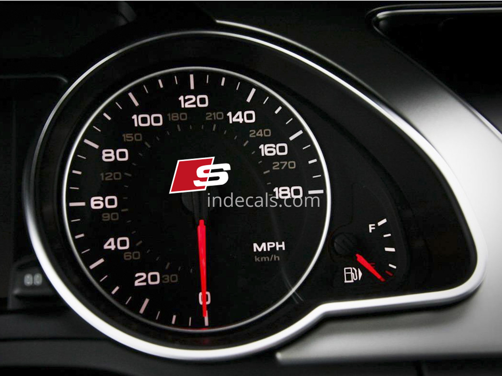 2 x Audi S-Line Stickers for Speedo - White + Red