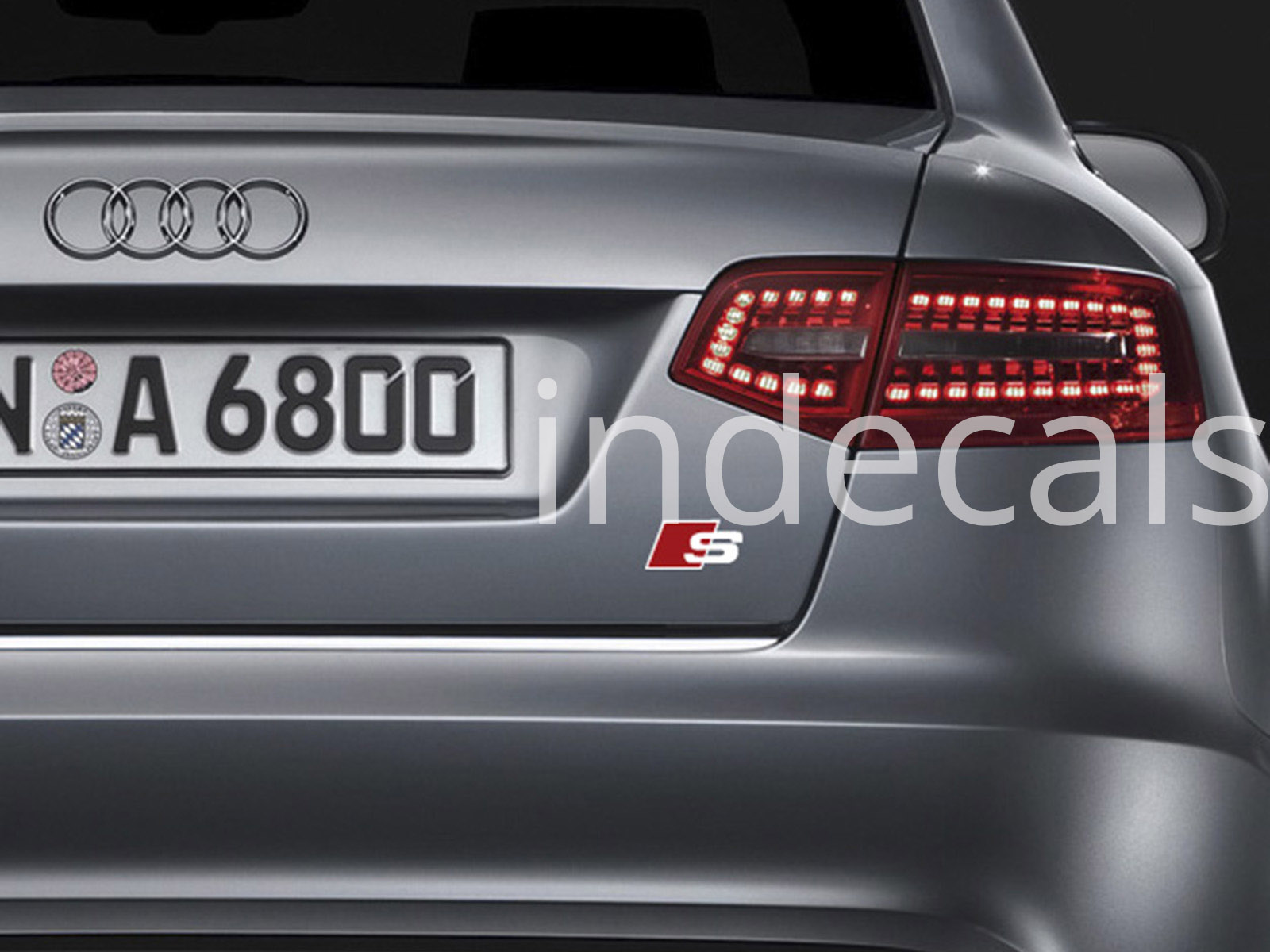 2 x Audi S-Line Stickers for Bood Lid - White + Red