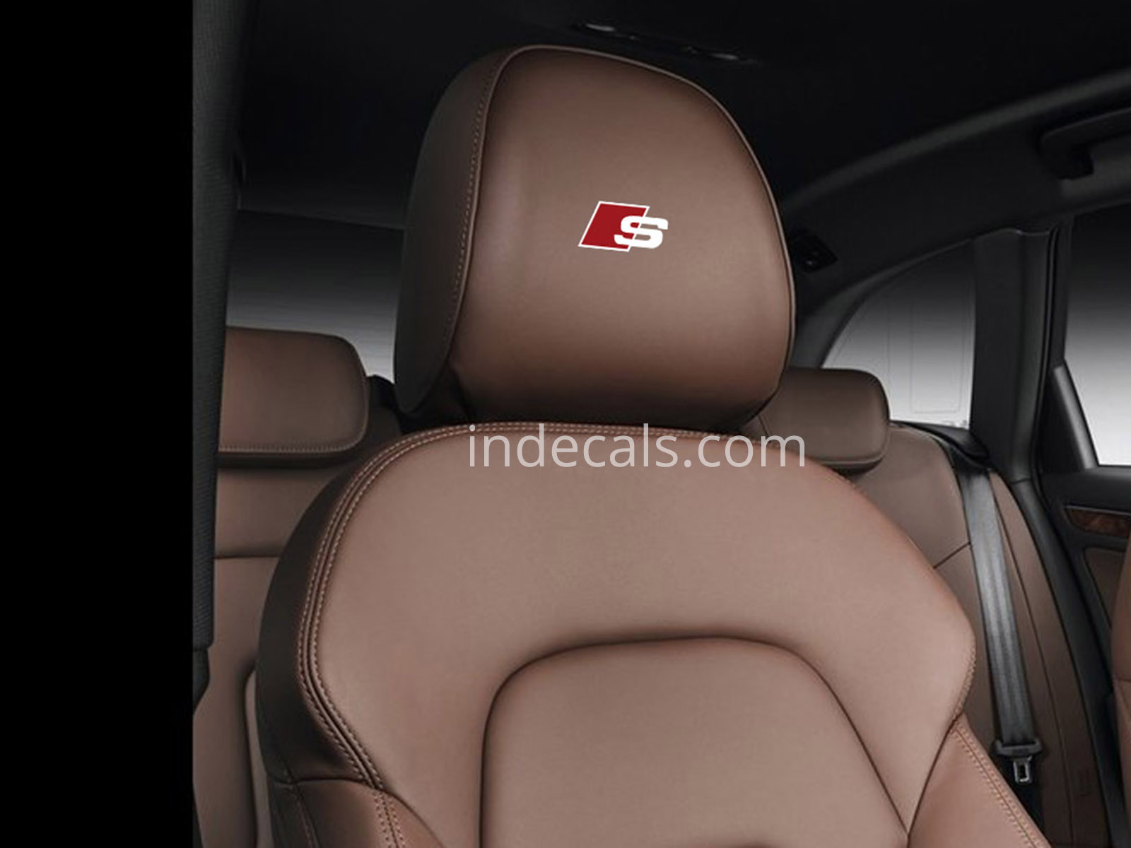 5 x Audi S-Line Stickers for Headrests - White + Red