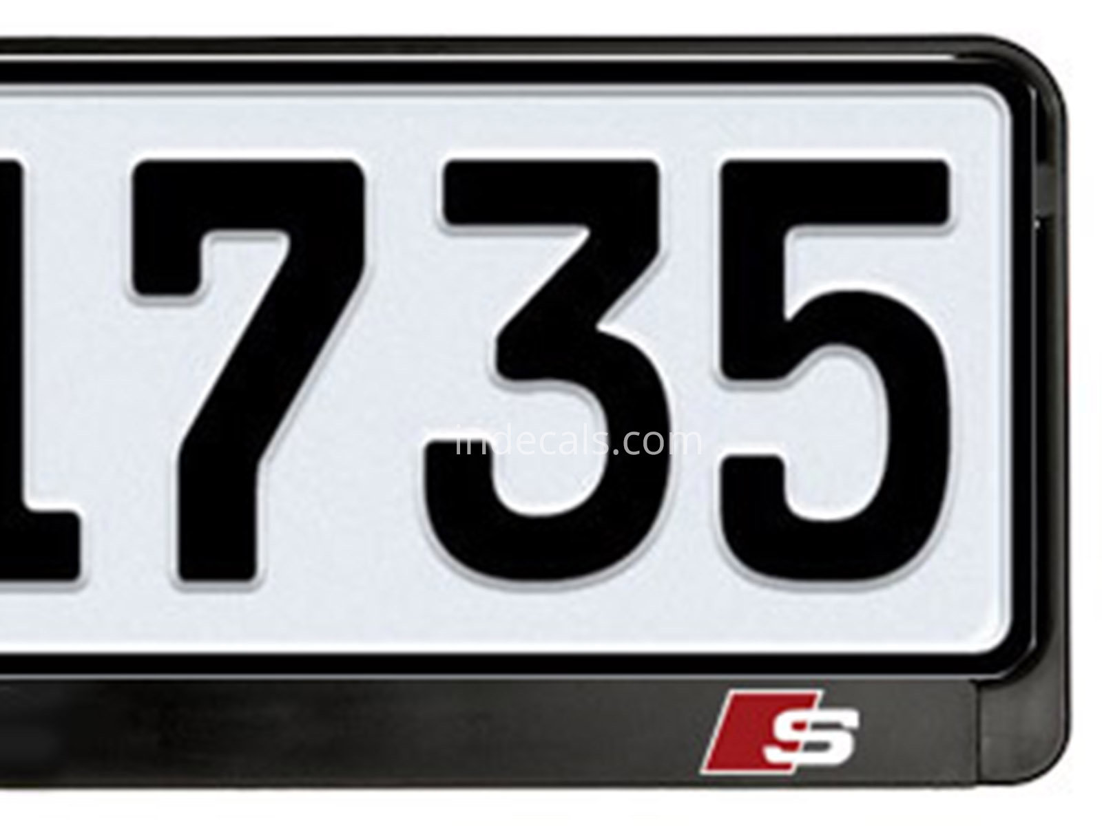 2 x Audi S-Line Stickers for Lincense Plate Frame - White + Red
